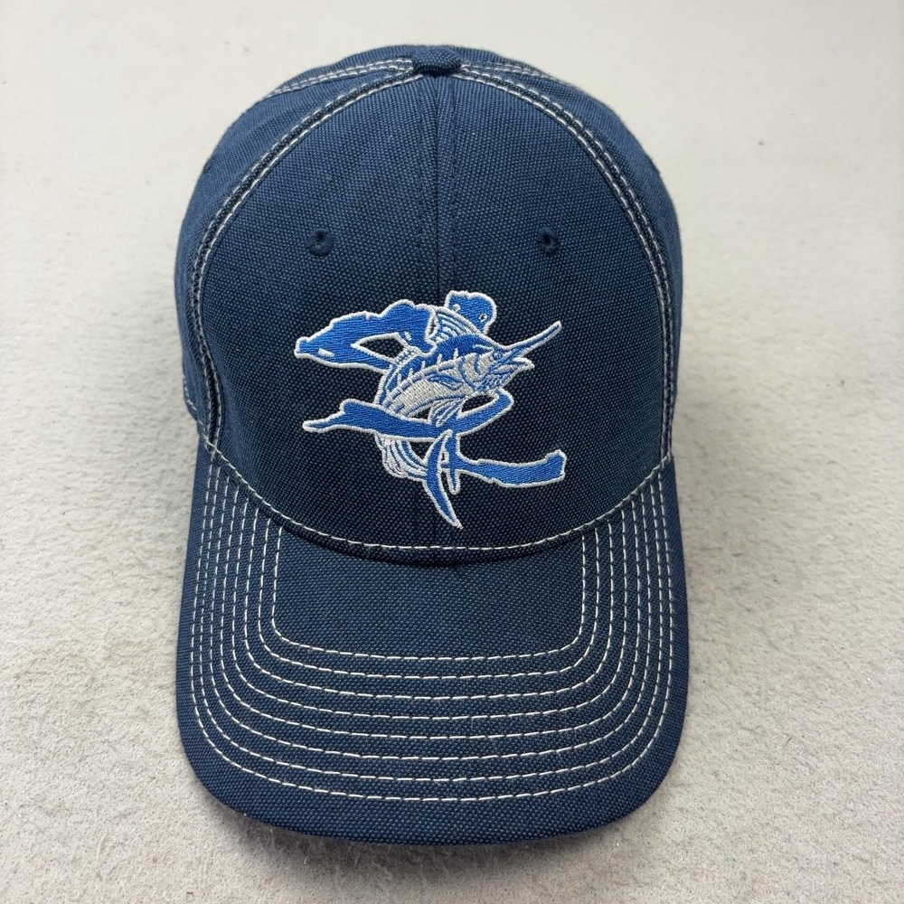 Salt Life Hat Cap Fitted Mens One Size Blue Canvas Marlin Fishing Embroidered